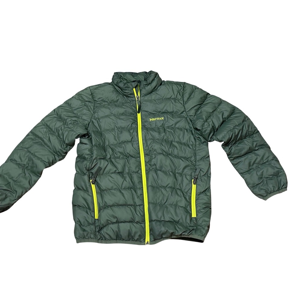 Marmot 700 Fill Puffer Jacket Full Zip Size XL Green Boys  Down
